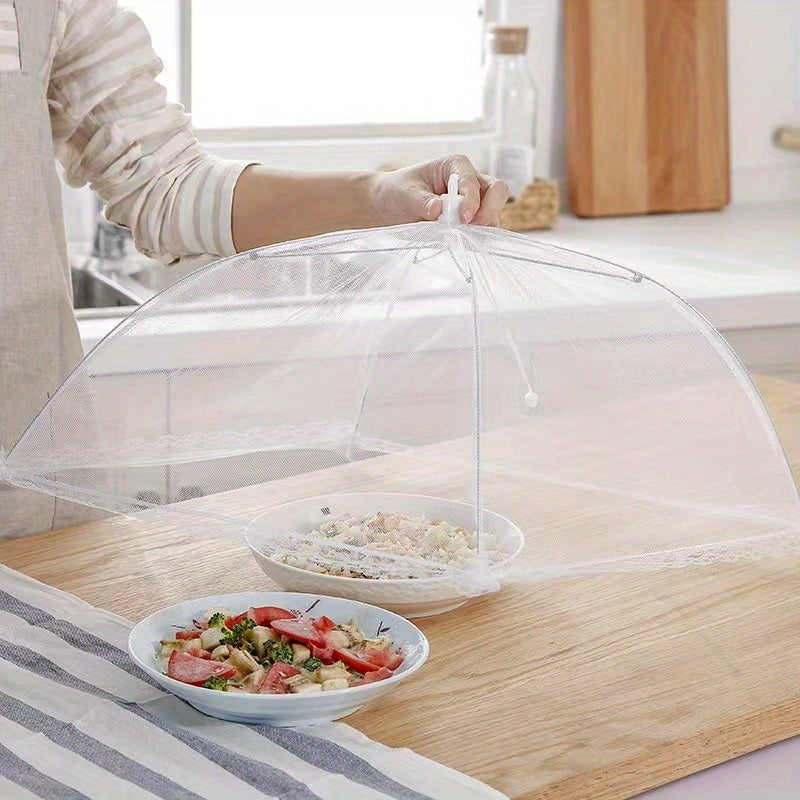 White Mesh Food Cover for Picnics and Travel Protects Food from Insects Dust