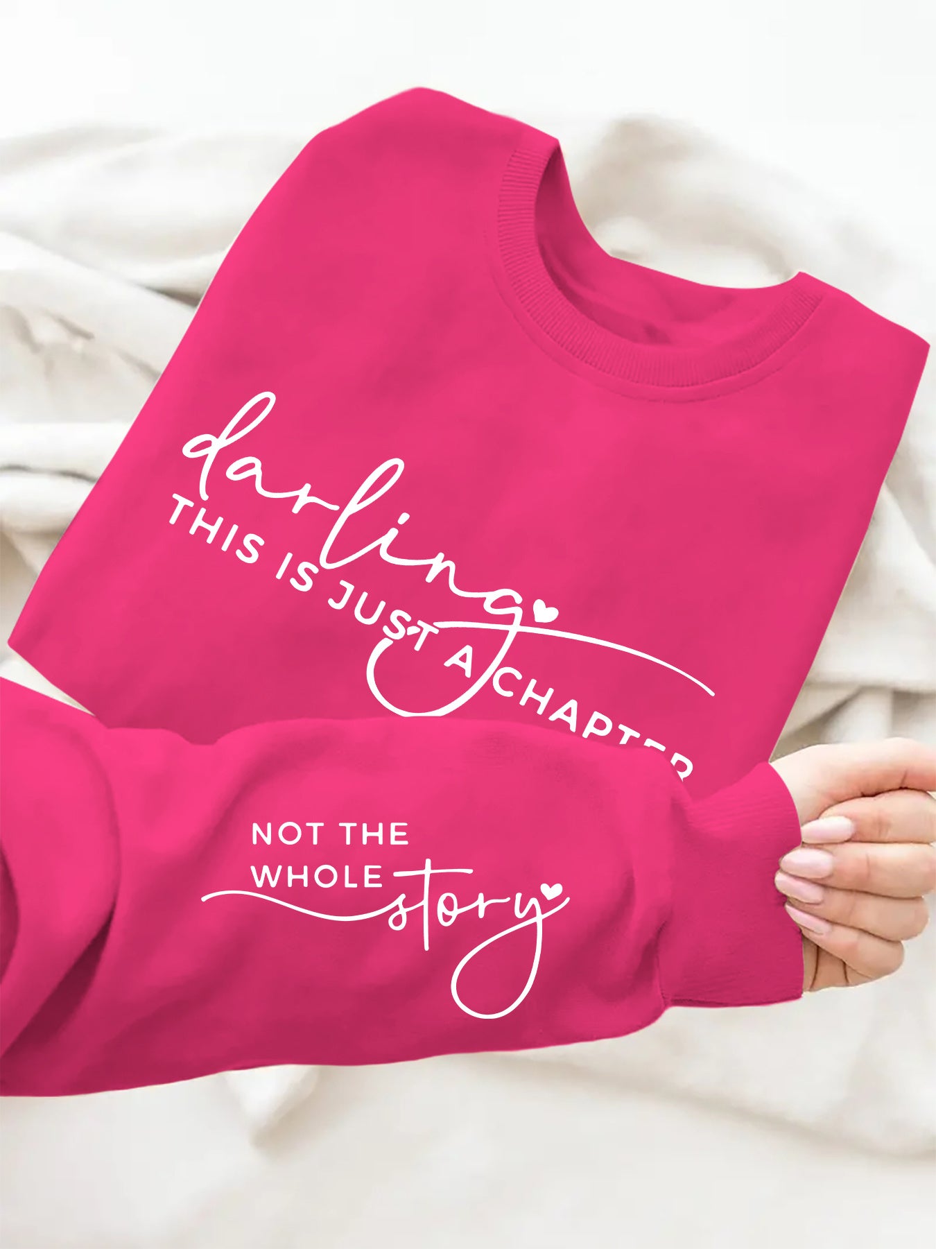 Women's Plus Size Oversized Green Sweatshirt with Letter Print & Heart Accents