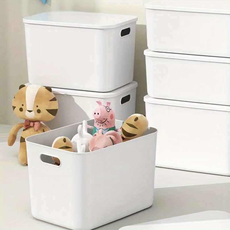 White Multi-Functional Storage Box with Lid for Clothing Toys and Snacks