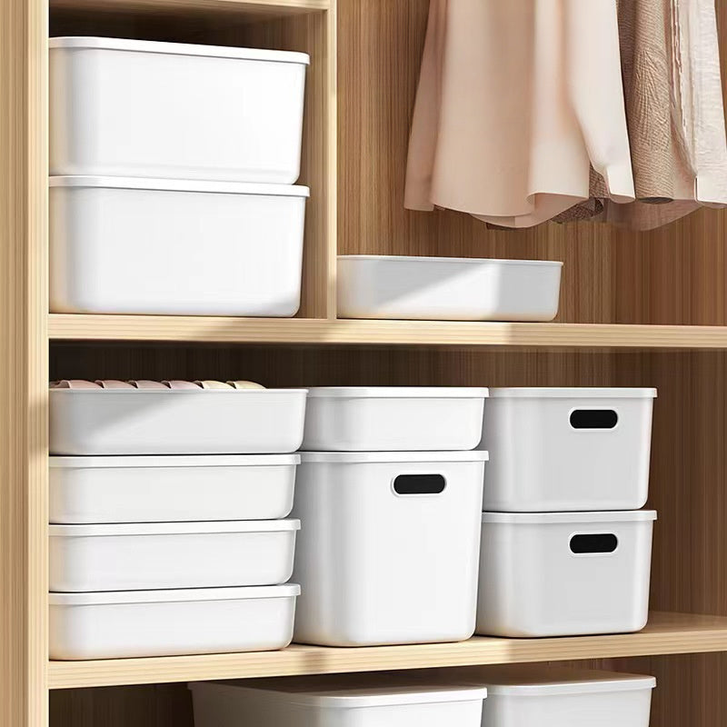 White Multi-Functional Storage Box with Lid for Clothing Toys and Snacks