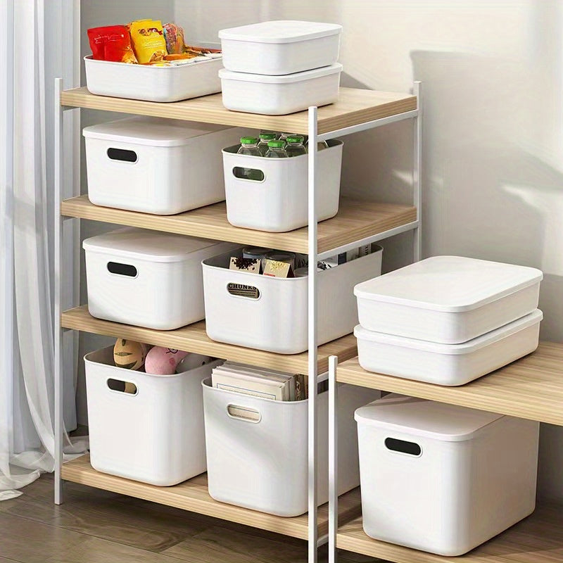 White Multi-Functional Storage Box with Lid for Clothing Toys and Snacks