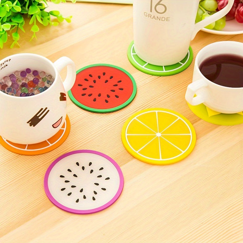 Juego de posavasos de dibujos animados frutales, silicona resistente al calor, antideslizante para tazas de té y cuencos