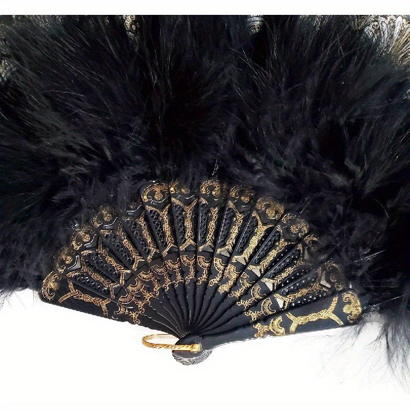 Vintage Style Feather Dance Fan for Cosplay and Photography, 1920s-Inspired Elegant Accessory