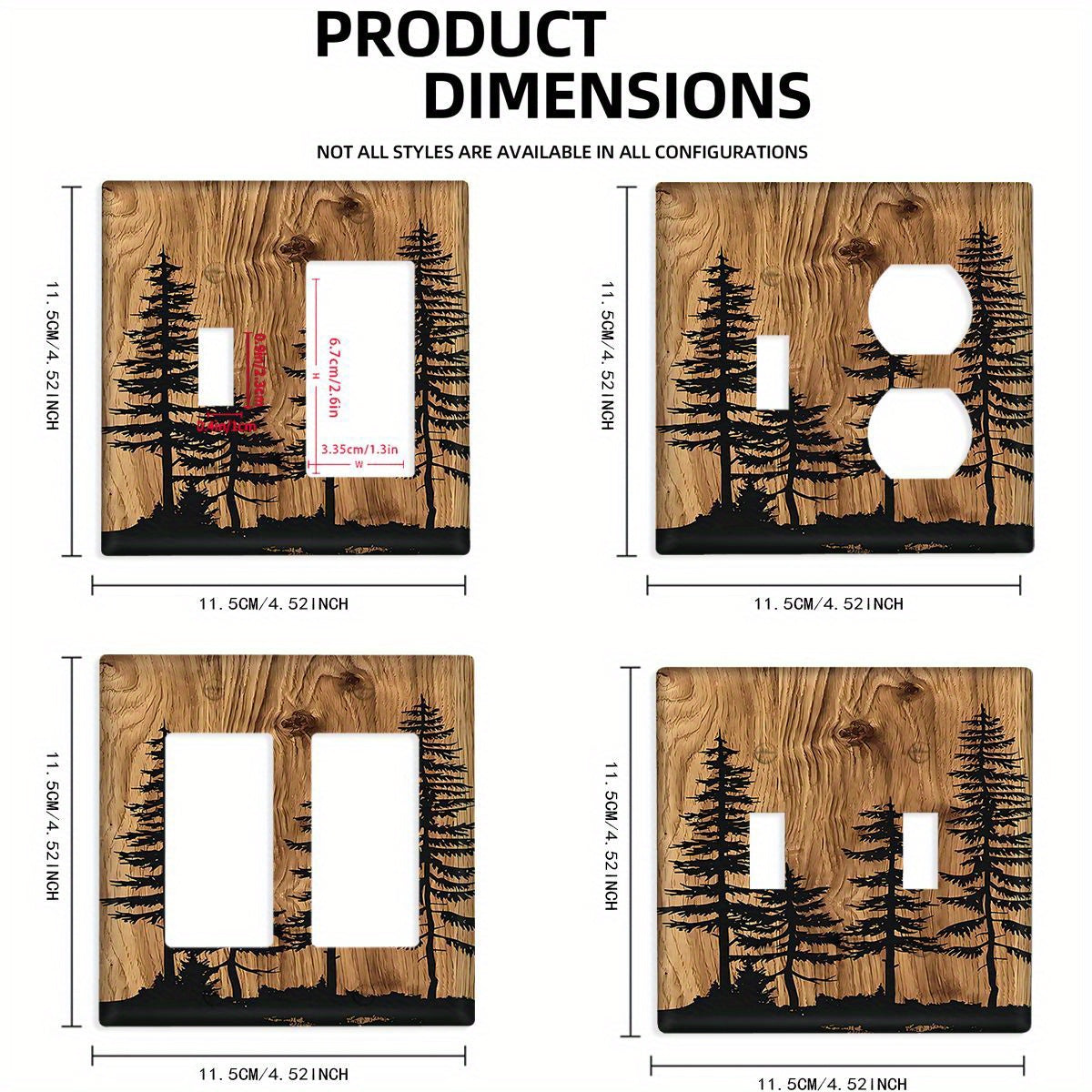 Modern Art Style Pine Wood Switch Plate for Bathroom Bedroom Living Room