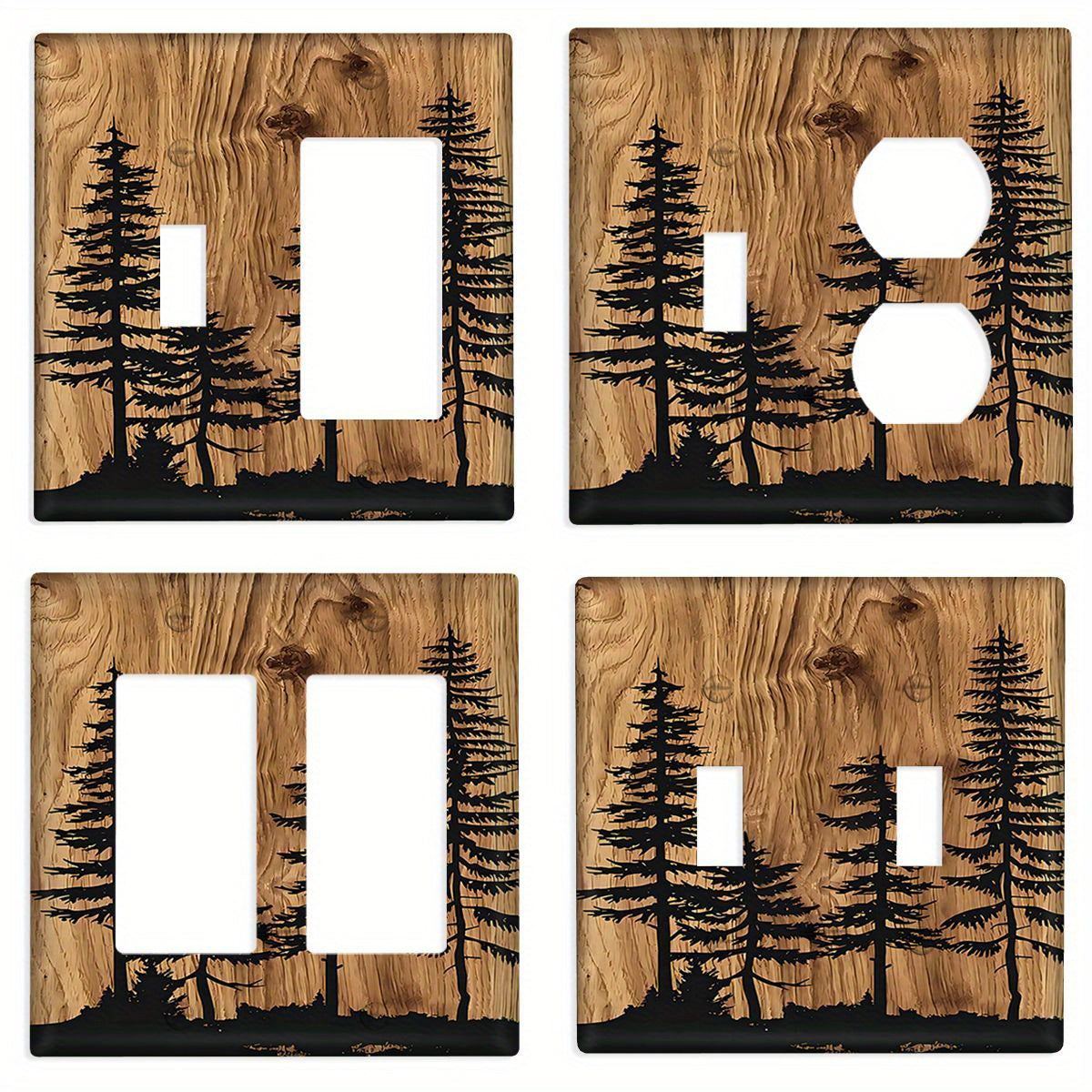 Modern Art Style Pine Wood Switch Plate for Bathroom Bedroom Living Room