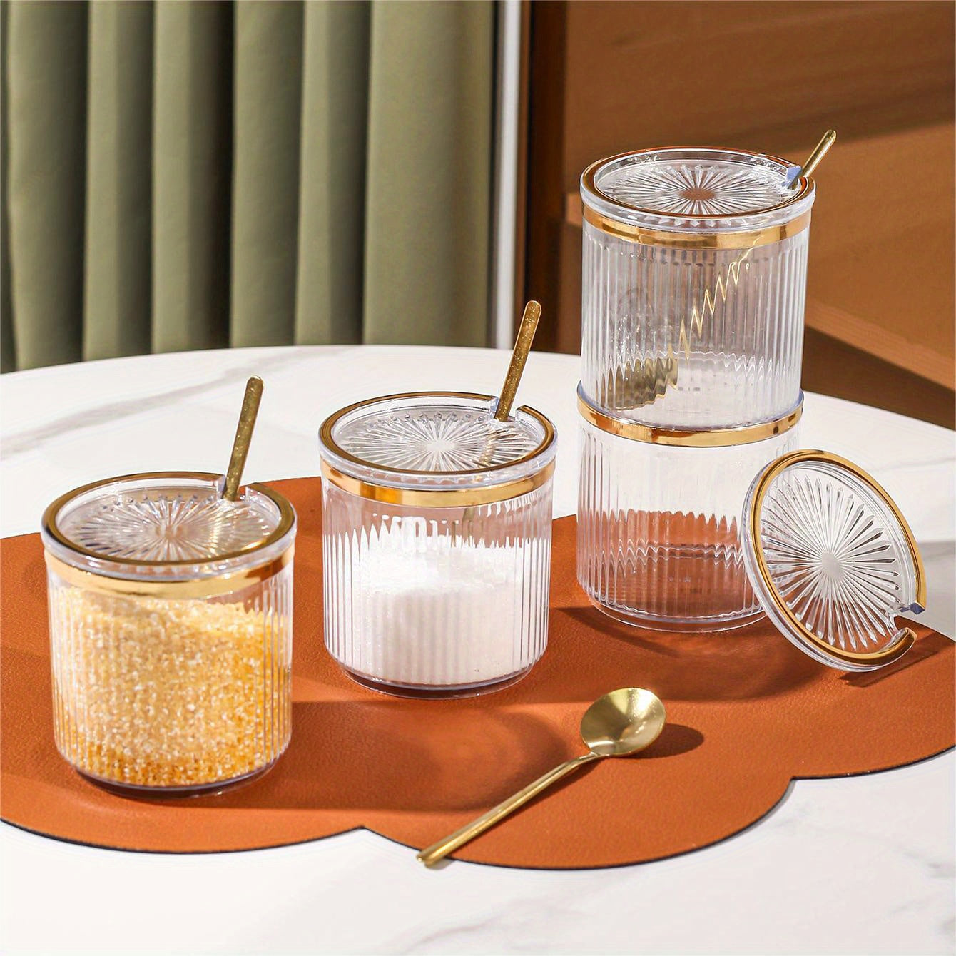 Nordic Style Kitchen Storage Container Plastic Jar with Lid for Condiments