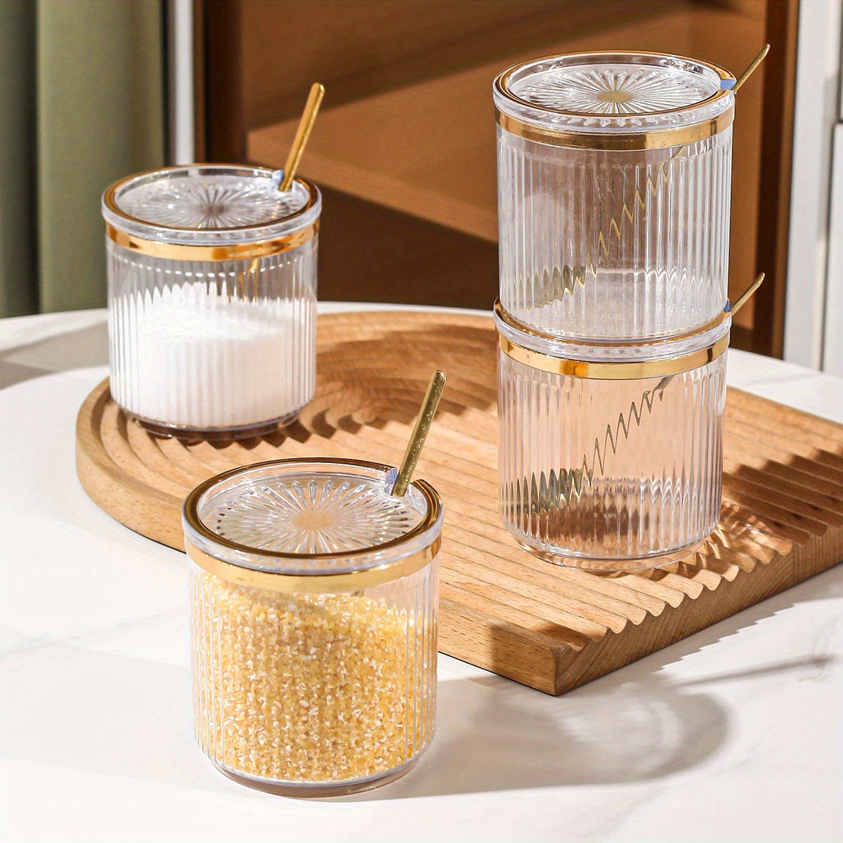 Nordic Style Kitchen Storage Container Plastic Jar with Lid for Condiments