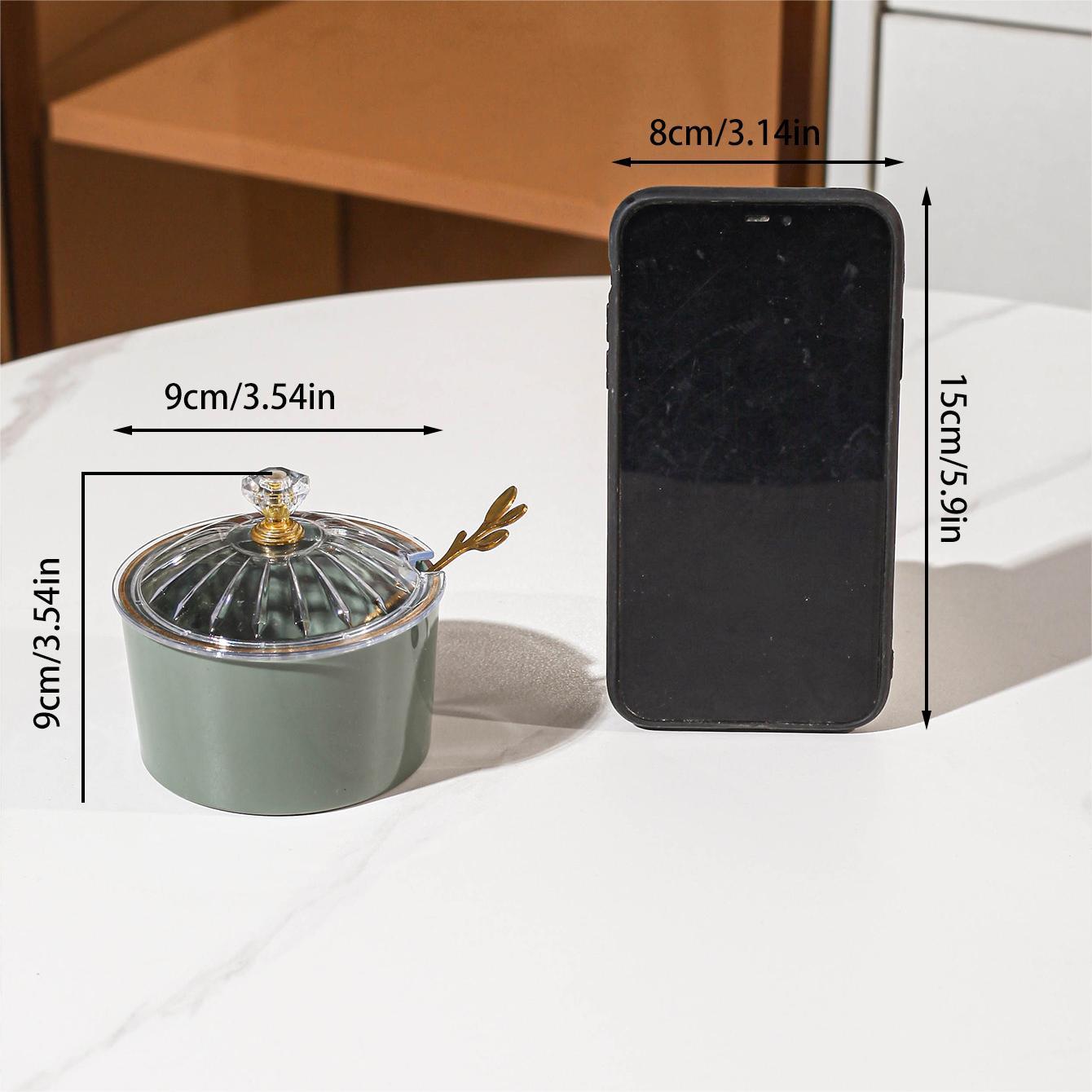 Handmade Nordic Ceramic Condiment Jar with Spoon and Lid for Kitchen Storage