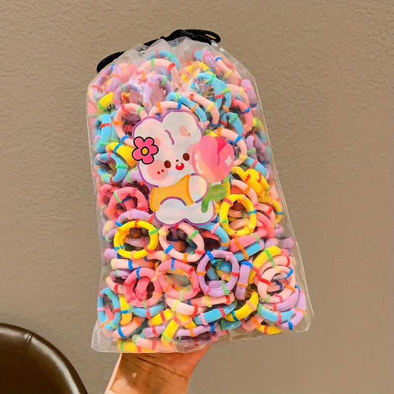 Girls Hair Elastics Pack of 100 High Elasticity Rubber Bands for Buns and Ponytails