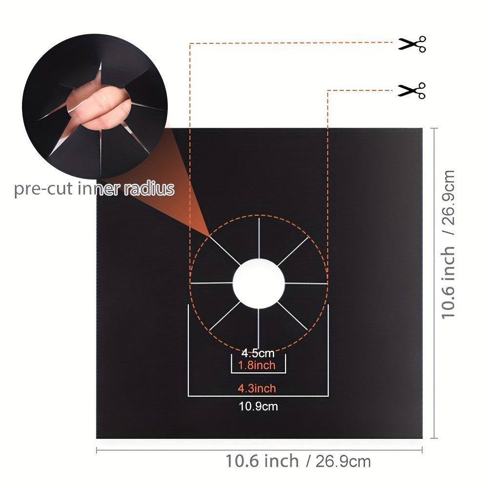 Stove Burner Covers 10.6 Inch Black Gas Stove Protectors Pack of 4 or 8 Non-Stick Reusable
