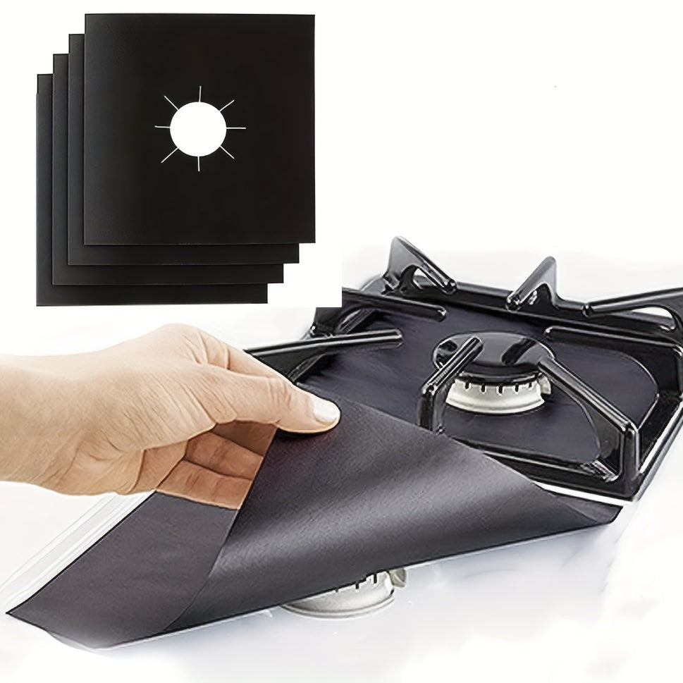 Protectores de quemadores de estufa de 10.6 pulgadas, protectores de gas negros, paquete de 4 u 8, reutilizables antiadherentes