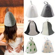 Felt Sauna Hat with Hanging Loop Quick-Dry Steam Bath Cap for Hot Springs
