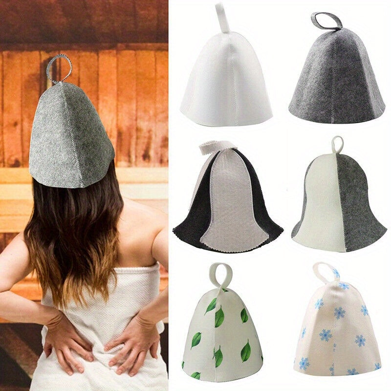 Felt Sauna Hat with Hanging Loop Quick-Dry Steam Bath Cap for Hot Springs