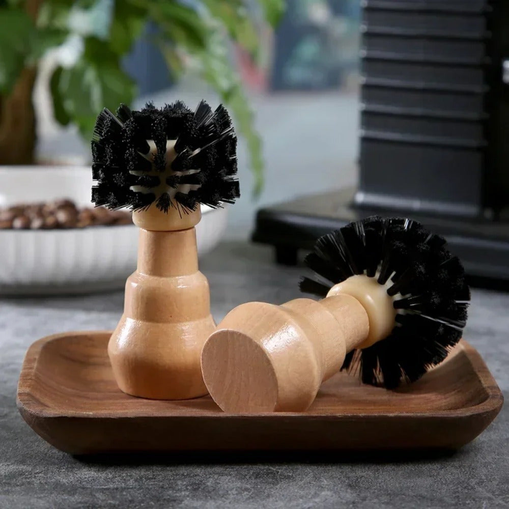 Cleaning Brush for Espresso Tamper Wooden Handle Barista Coffee Tool