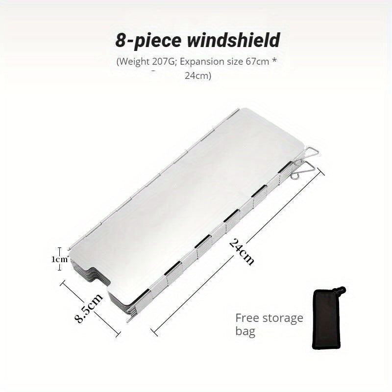 Thickened Folding Cassette Stove Windshield Set for Outdoor Gas Stove 8 Pieces