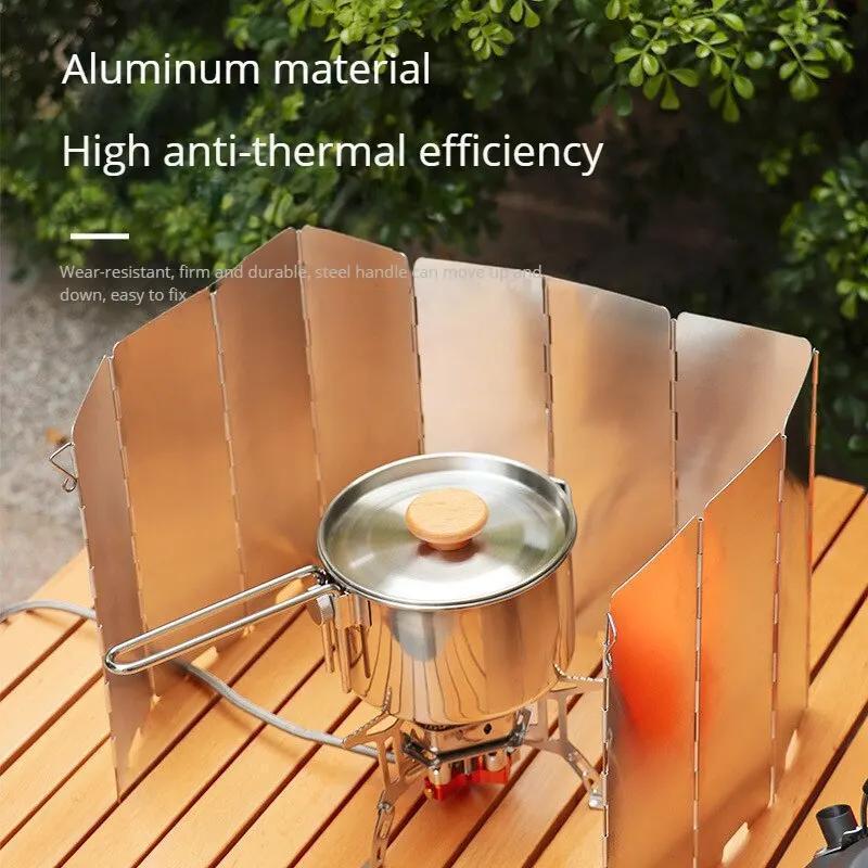 Thickened Folding Cassette Stove Windshield Set for Outdoor Gas Stove 8 Pieces