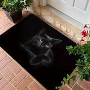 Black Cat Entrance Floor Mat Polyester Doormat Indoor Outdoor Non-Slip Stain Resistant