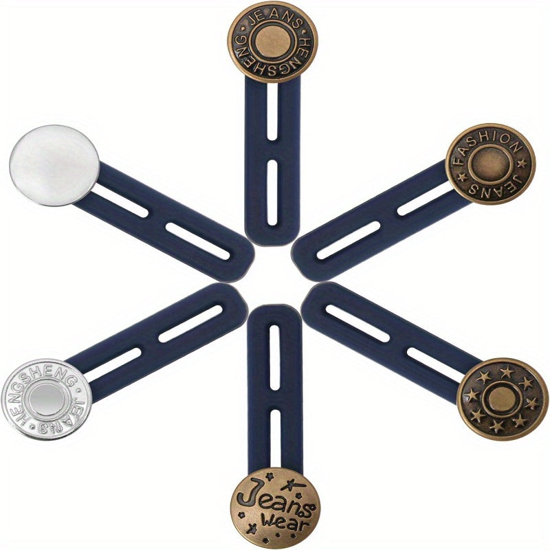 Juego de 6 botones extensor de cintura para jeans de metal con extensiones de cuello sin costura para hombres y mujeres