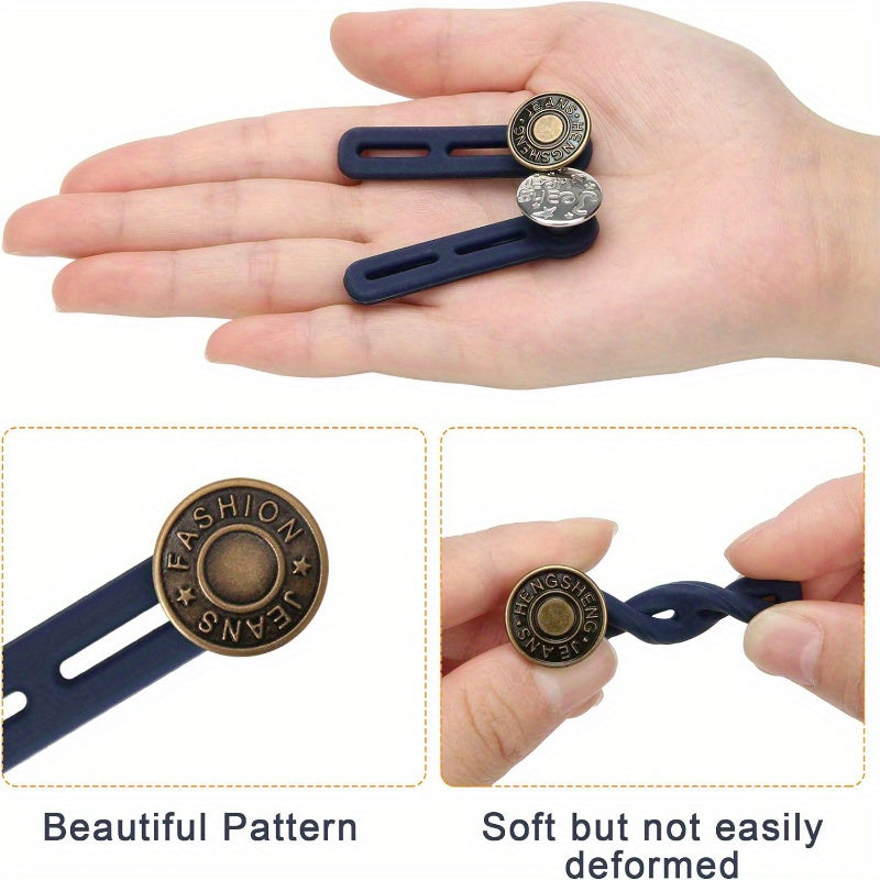Juego de 6 botones extensor de cintura para jeans de metal con extensiones de cuello sin costura para hombres y mujeres