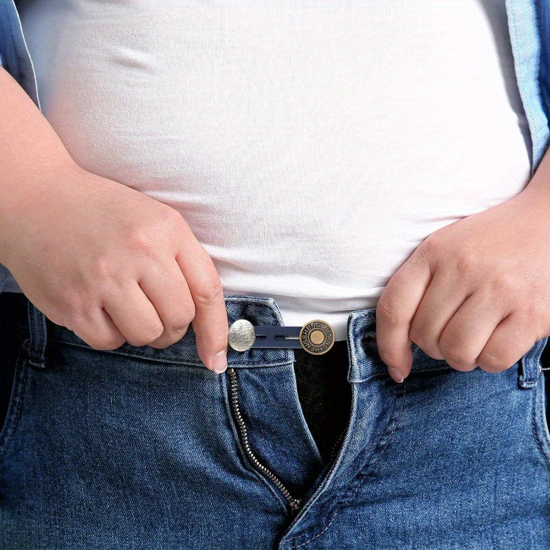 Set of 6 Metal Jeans Waist Extender Buttons with Seamless Collar Extensions for Men and Women