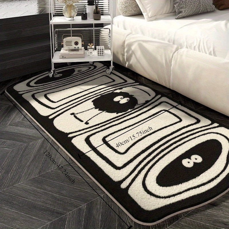 Alfombra de suelo de felpa acogedora con forma de bola de carbón de dibujos animados, antideslizante, para decoración del hogar