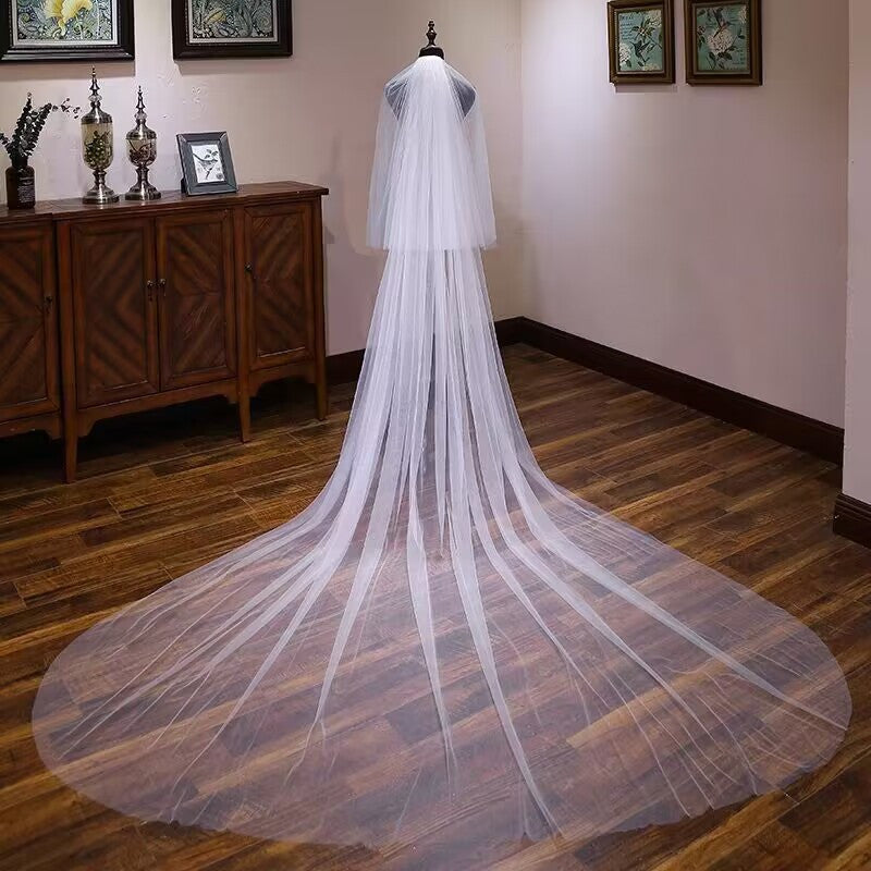 Bridal Wedding Veil Cathedral Length Tulle with Comb for Wedding and Photos