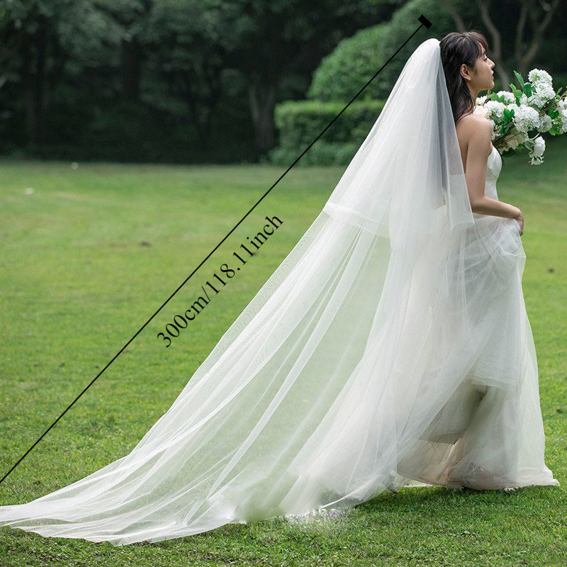 Bridal Wedding Veil Cathedral Length Tulle with Comb for Wedding and Photos