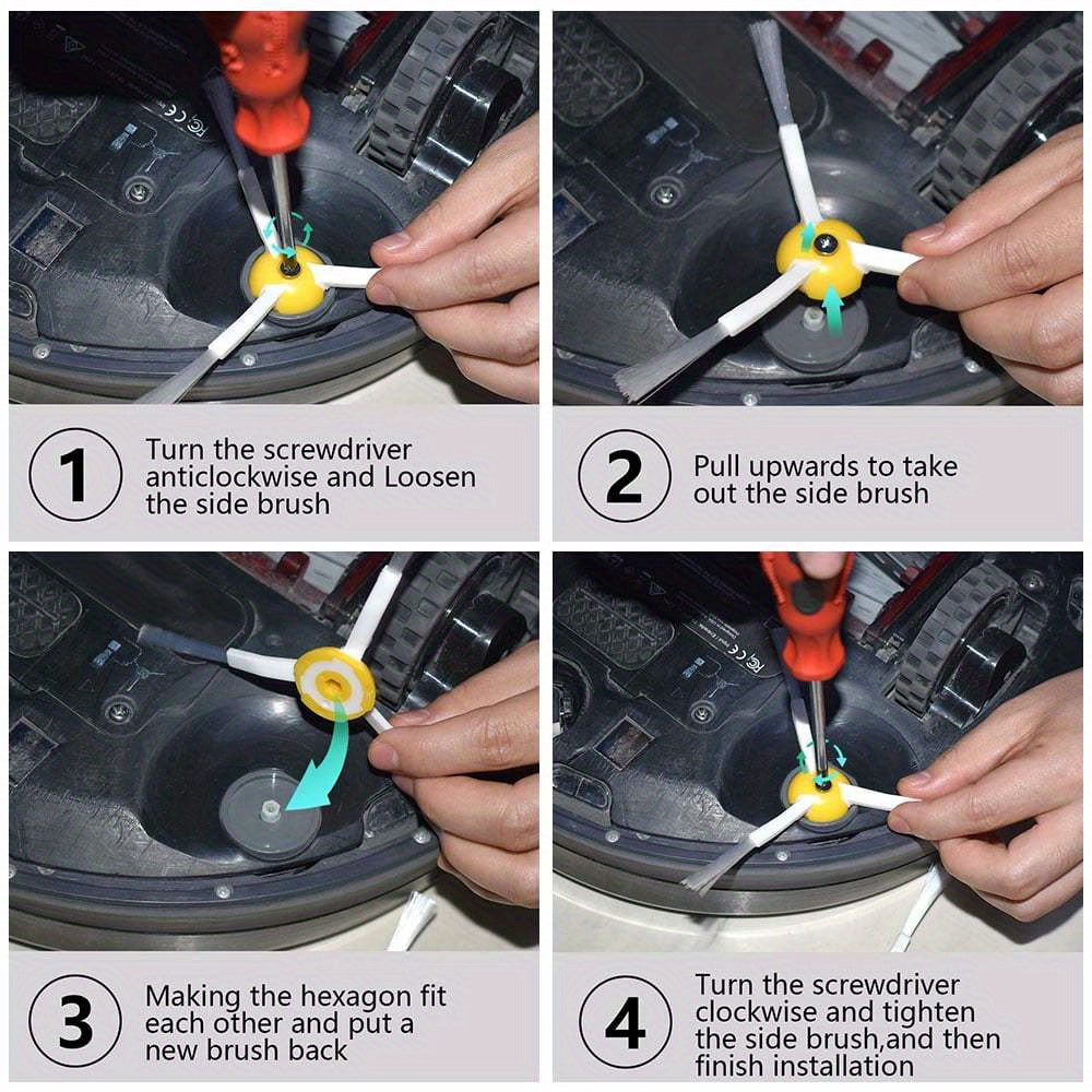Barcha IRobot Roomba 500 dan 900 seriyagacha bo'lgan modellari bilan mos keladigan to'qqizta almashtirish yon cho'tkasi.