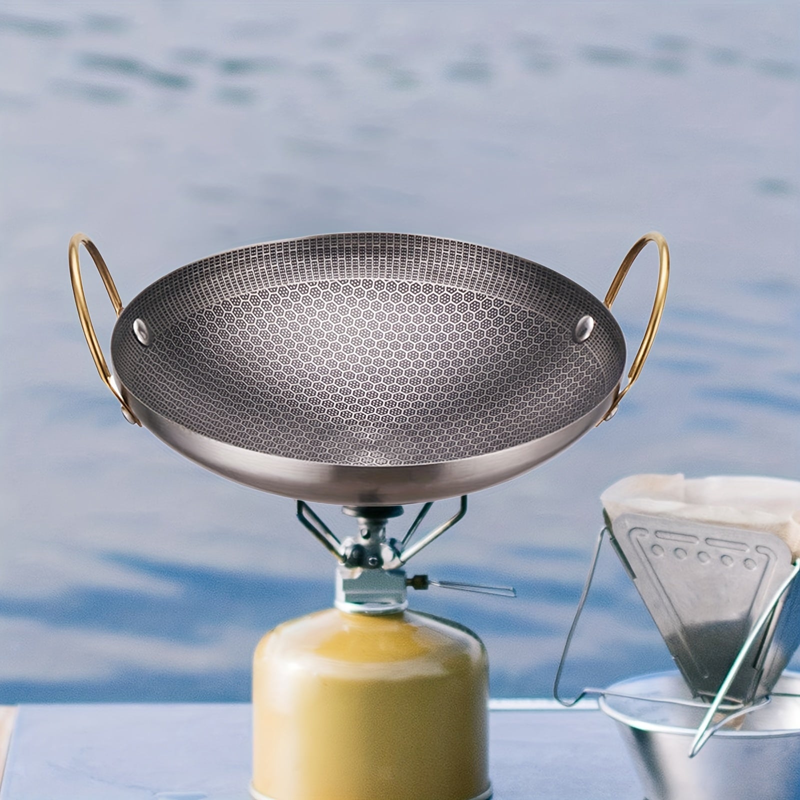 Plancha de acero inoxidable para exteriores para barbacoa, camping y senderismo, utensilios de cocina duraderos y todo uso