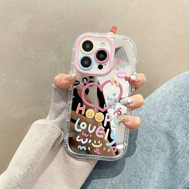 Cute Girl Heart Mirror Phone Case for iPhone 11-15 Pro Max Shockproof TPU Cover