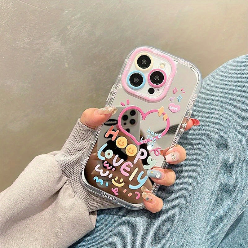 Cute Girl Heart Mirror Phone Case for iPhone 11-15 Pro Max Shockproof TPU Cover