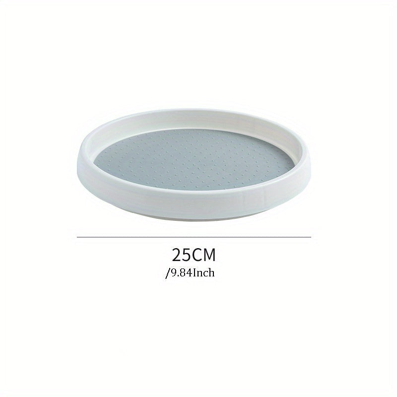 Rotating Kitchen Organizer White Plastic Turntable with Non-Slip Mat for Spices and Snacks
