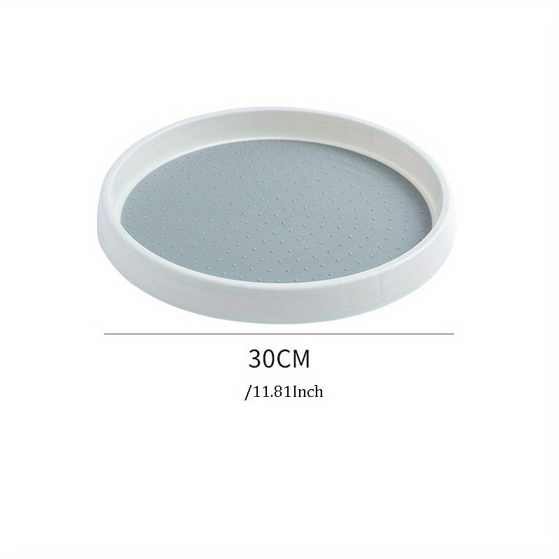 Rotating Kitchen Organizer White Plastic Turntable with Non-Slip Mat for Spices and Snacks