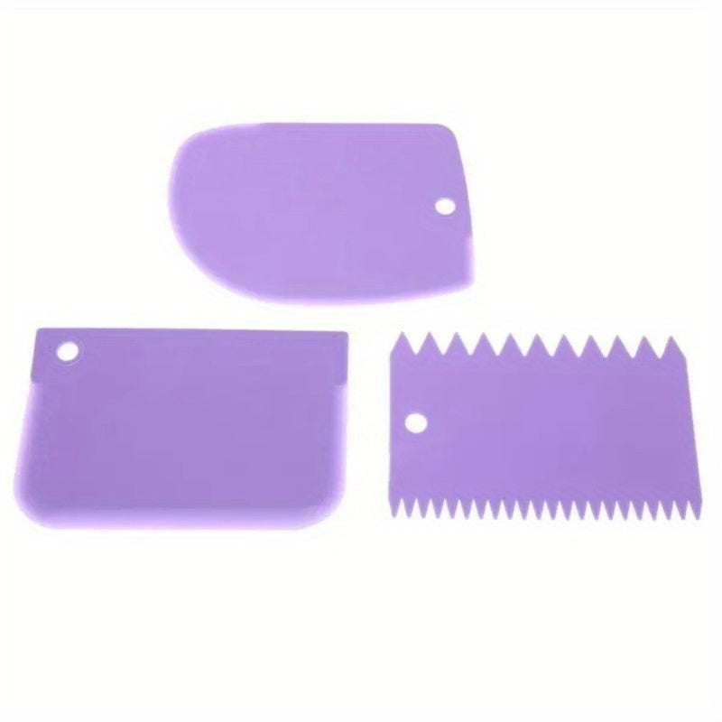 Set of 3 Plastic Cake Decorating Tools Fondant Icing Smoother Butter Spreader Pastry Cutter