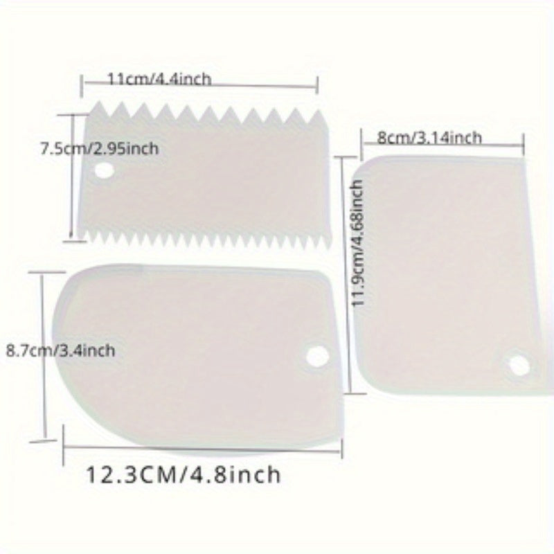 Set of 3 Plastic Cake Decorating Tools Fondant Icing Smoother Butter Spreader Pastry Cutter