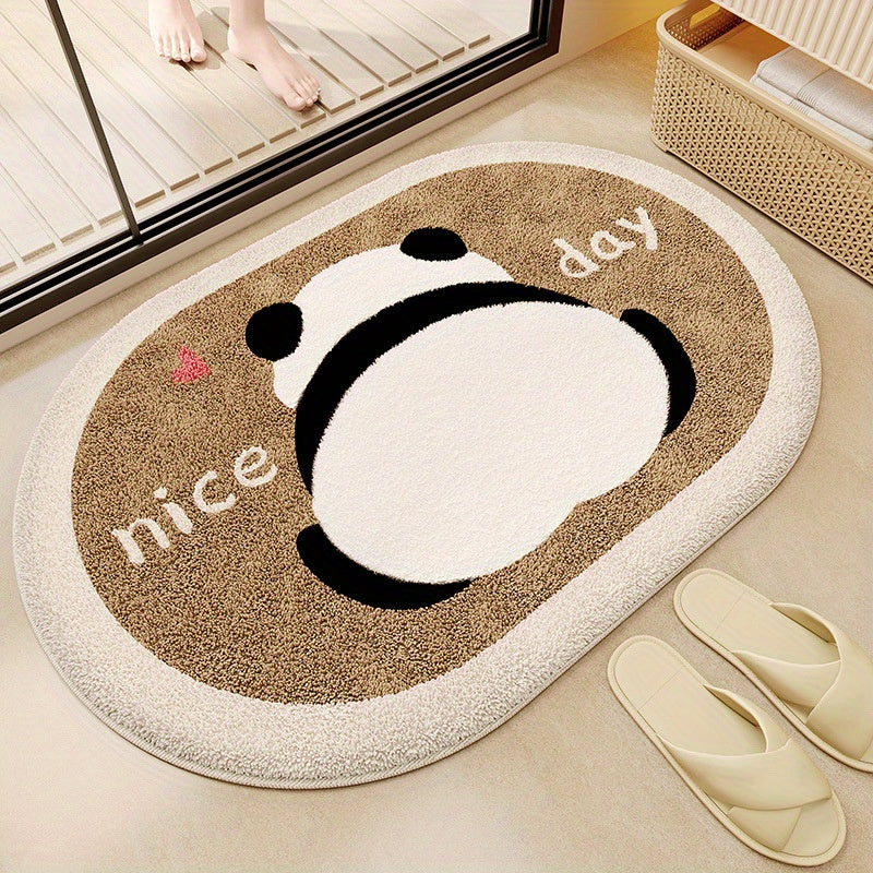 Cartoon Panda Bathroom Mat Soft Absorbent Hand Washable Home Decor