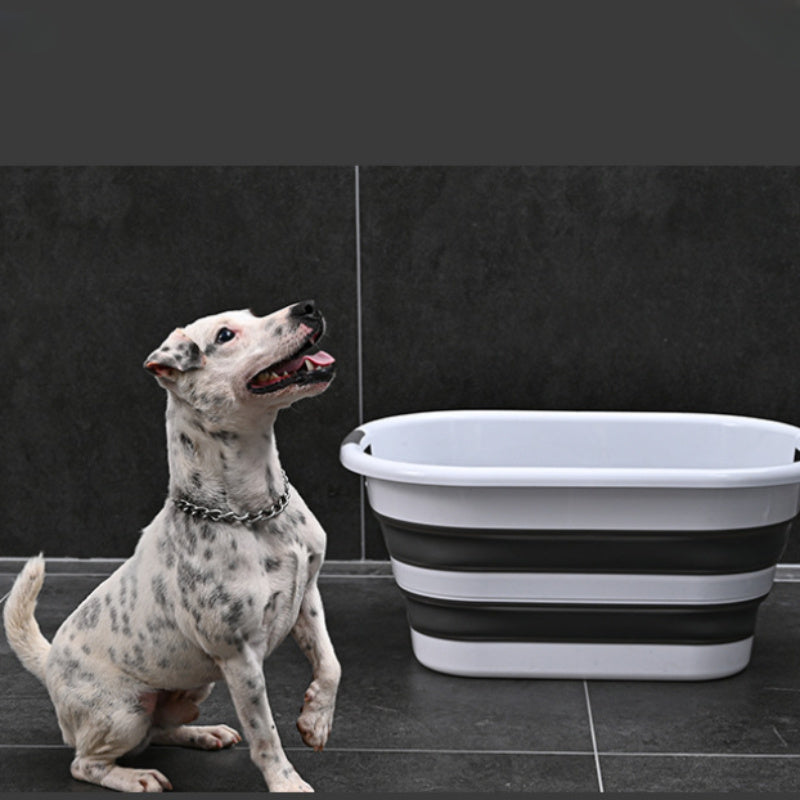 Cubo de almacenamiento de plástico rectangular plegable con asas para cesta de ropa y organizador de baño