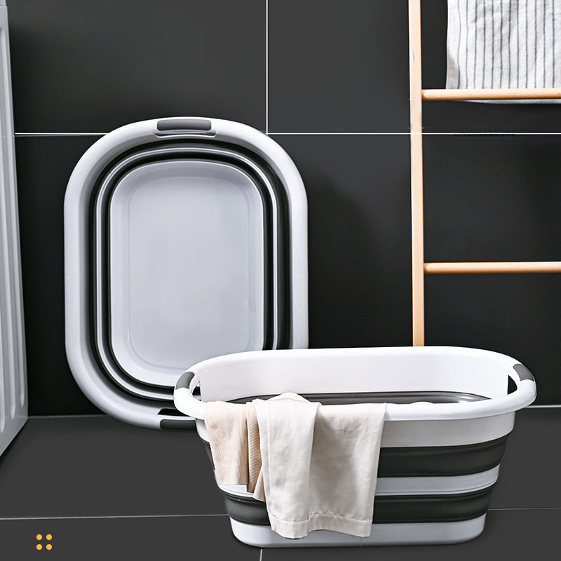 Cubo de almacenamiento de plástico rectangular plegable con asas para cesta de ropa y organizador de baño