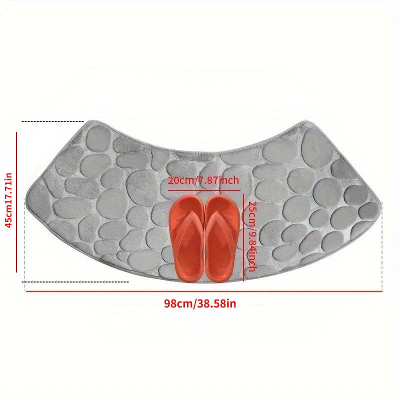 Alfombra de baño con patrón de guijarros, antideslizante, de secado rápido, con esquina curva