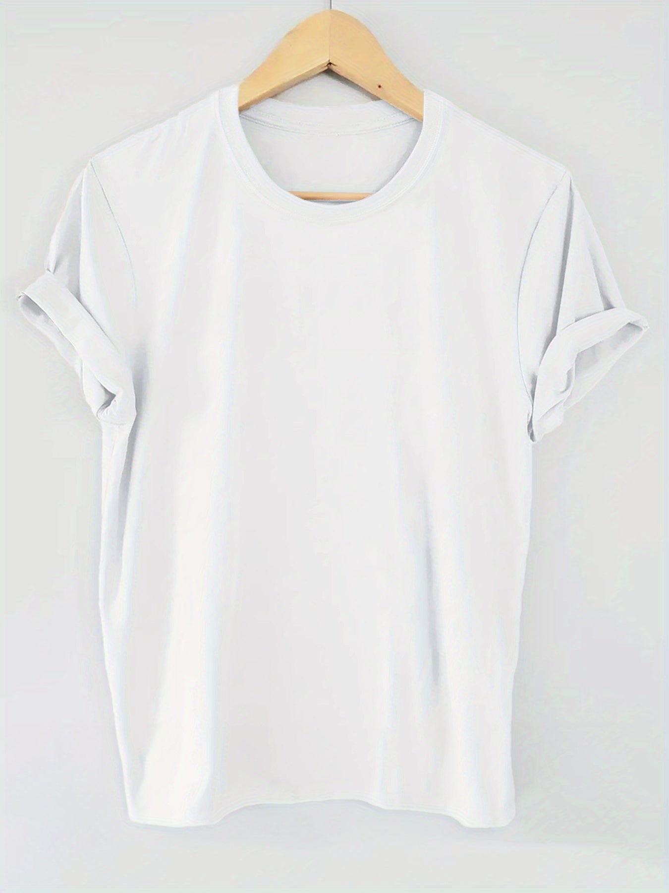 Pack de 5 camisetas de algodón sólido de manga corta y cuello redondo para mujer, ideales para verano y primavera