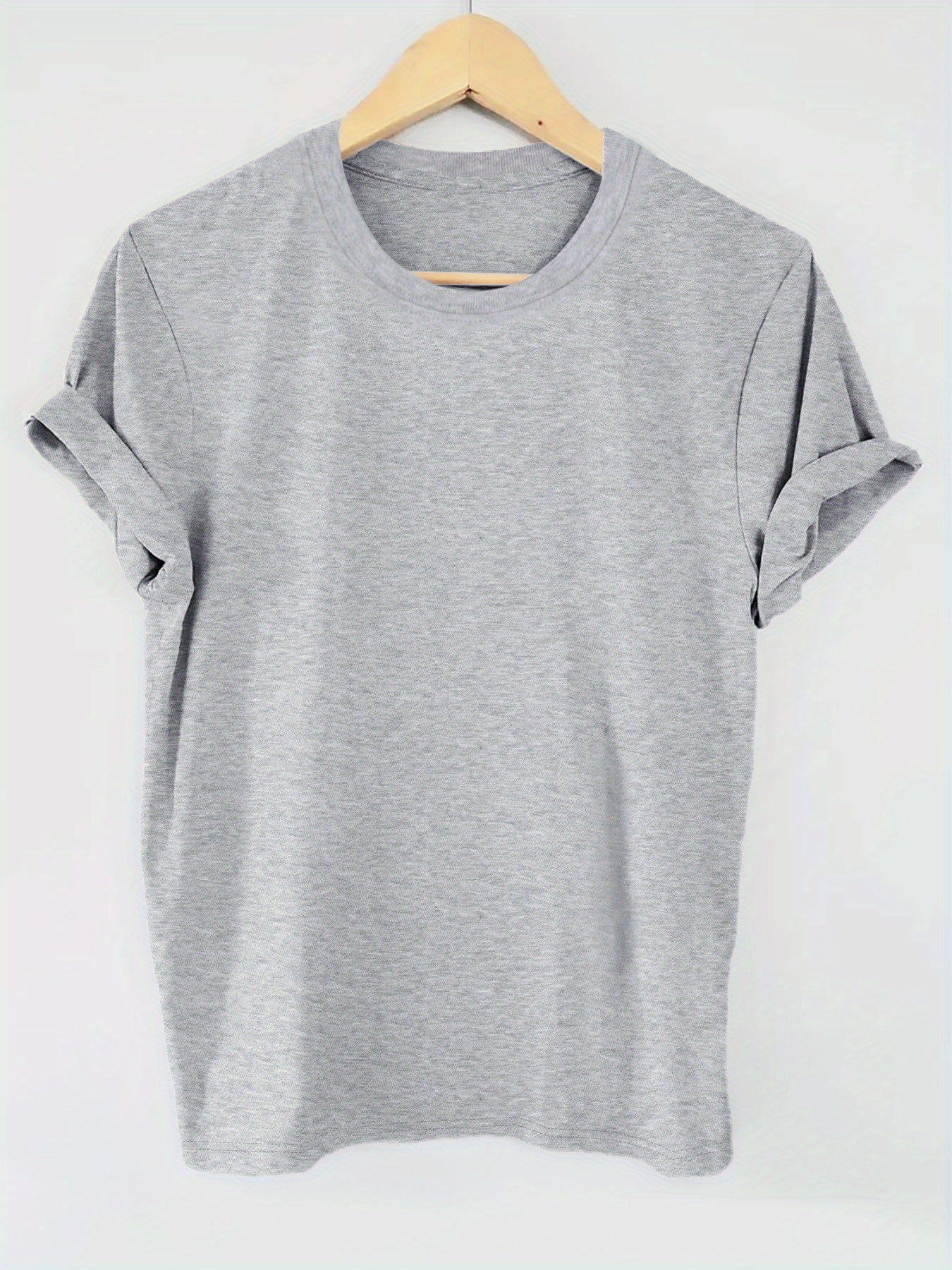 Pack de 5 camisetas de algodón sólido de manga corta y cuello redondo para mujer, ideales para verano y primavera