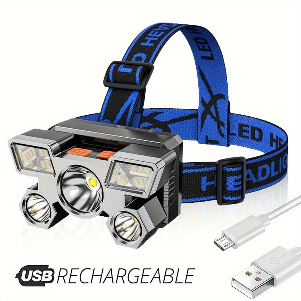 Rechargeable LED Headlamp for Camping Hiking Fishing Walking USB Powered