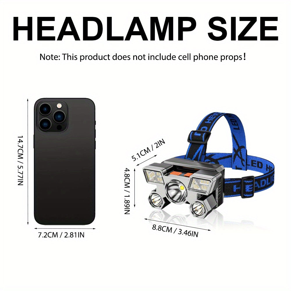 Rechargeable LED Headlamp for Camping Hiking Fishing Walking USB Powered
