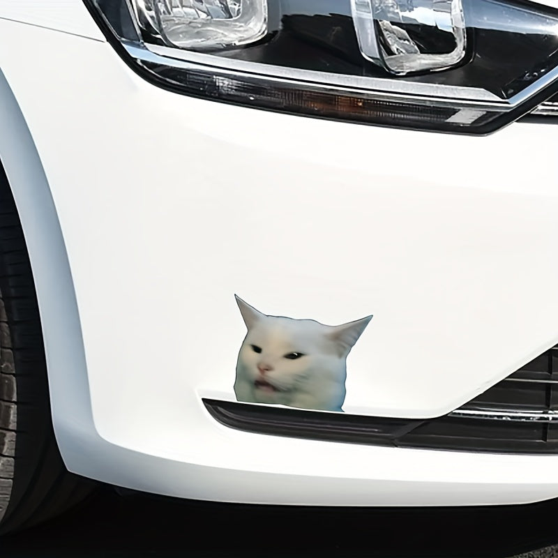 Pegatina de vinilo con gato divertido, resistente a la intemperie, para coches, portátiles y motocicletas