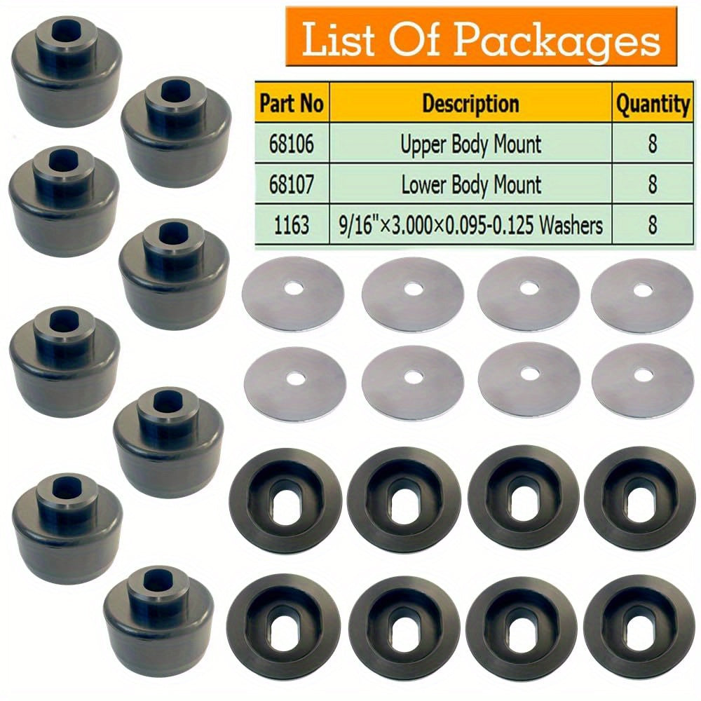 Car Body and Cab Mount Bushing Kit for Trucks 1999 2WD 4WD Replacement