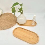 Bamboo Serving Tray with Coasters and Coffee Mat for Kitchen and Dining