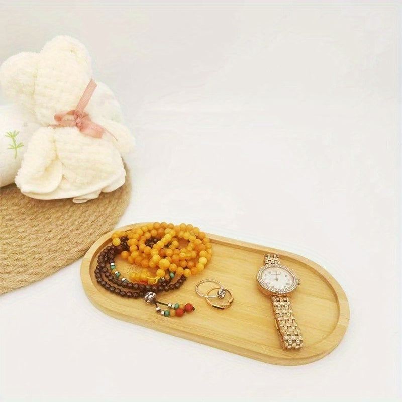 Bamboo Serving Tray with Coasters and Coffee Mat for Kitchen and Dining