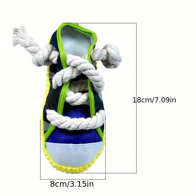 Colorful Plush Dog Chew Toy with Sneaker Design Durable Interactive Squeaker