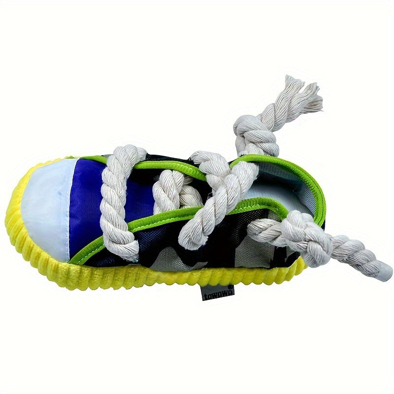 Colorful Plush Dog Chew Toy with Sneaker Design Durable Interactive Squeaker