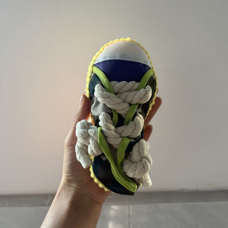 Colorful Plush Dog Chew Toy with Sneaker Design Durable Interactive Squeaker